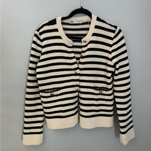 Zara striped cardigan with gold buttons